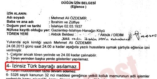 İzinsiz Türk bayrağı asılamaz