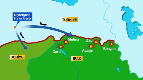 TSK uçakları Kuzey Irak'taki PKK bölgelerini bombaladı 