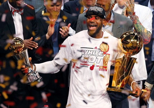 LeBron James With The NBA Championship MVP Trophies Game Of The 2013 ...