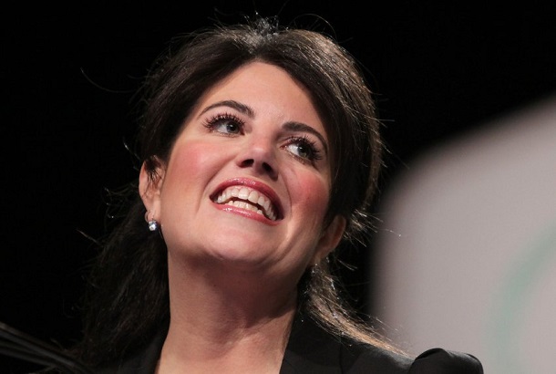 Monica Lewinsky pauses during her speech at the Forbes Under 30 Summit at the Pa. Convention Center in Philadelphia on Monday, Oct. 20, 2014. (AP Photo/Philadelphia Daily News, David Maialetti)