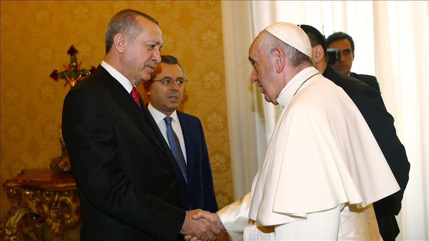 President Erdogan meets Pope Francis in Vatican City