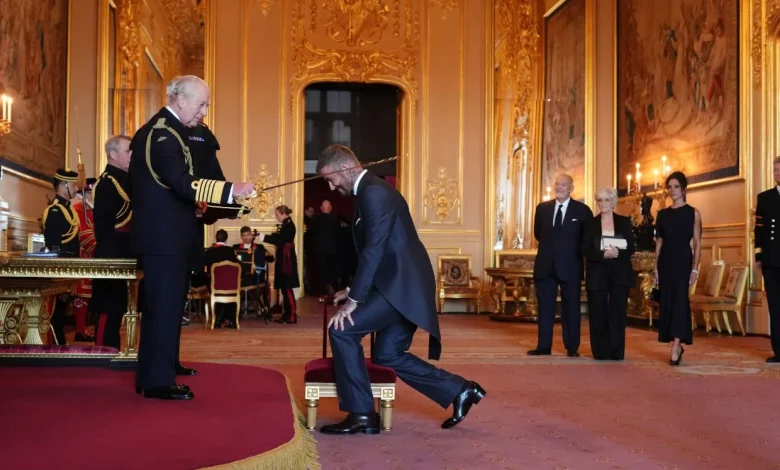 David Beckham has been knighted by King Charles III for his contributions to sport and charity.