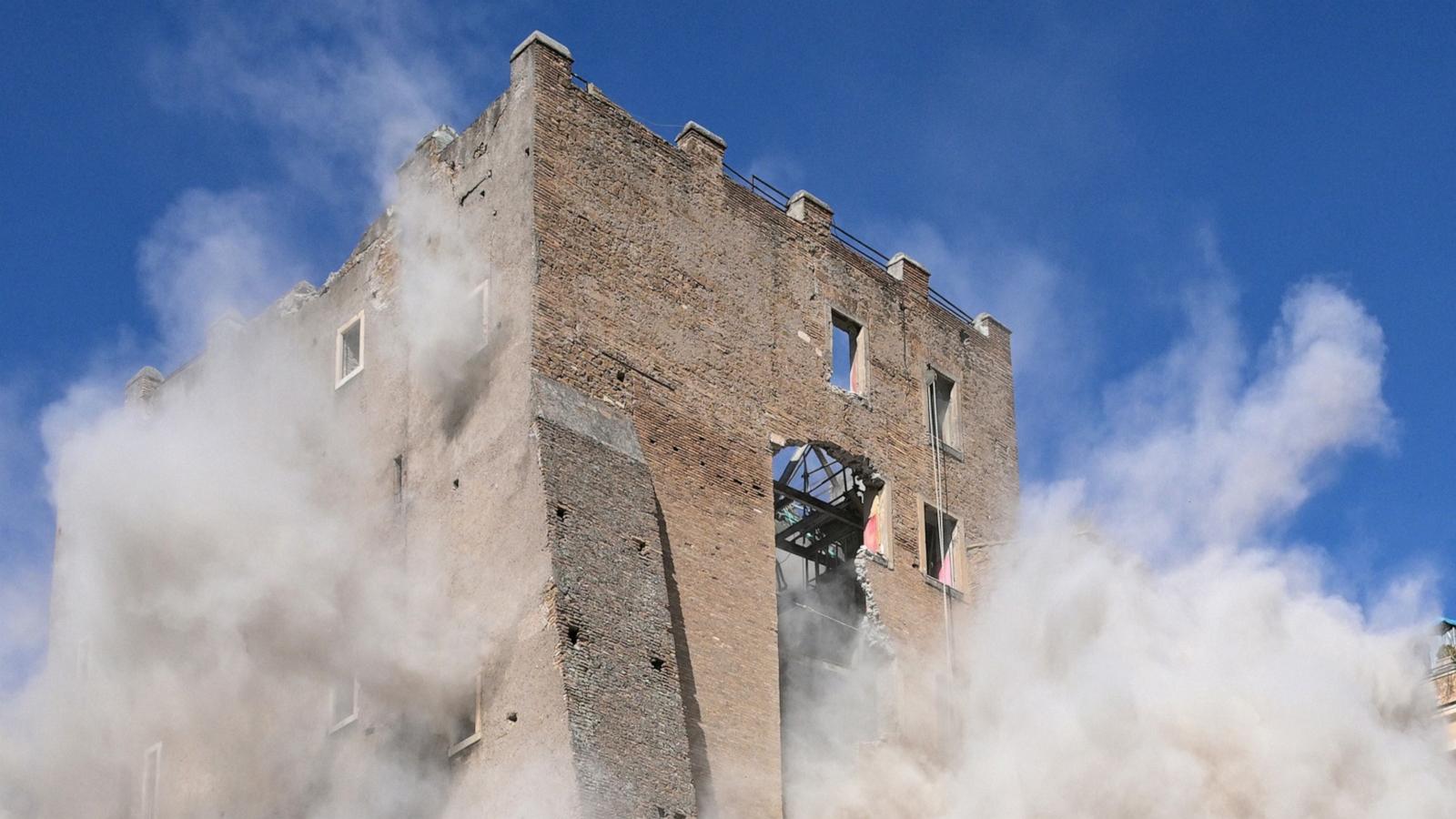 A section of the 13th-century Torre dei Conti collapsed during restoration work in central Rome, killing one worker and injuring several others.
