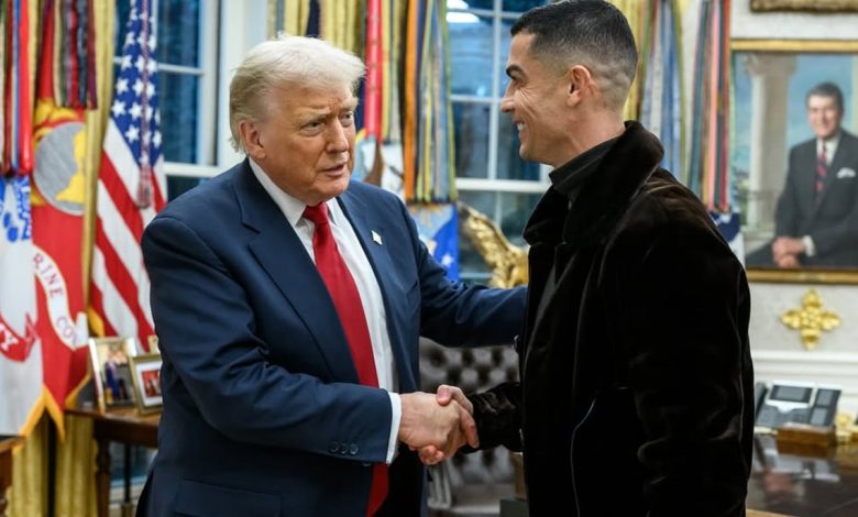 US President Donald Trump posted an AI-created clip showing him and Cristiano Ronaldo kicking a ball around inside the Oval Office.