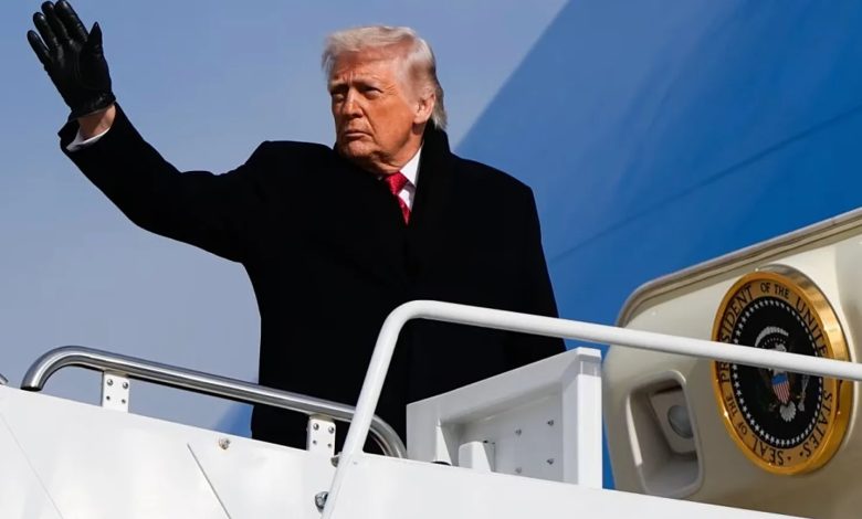 Trump posts an image of himself planting a U.S. flag by a “Greenland, U.S. Territory, Founded 2026” sign, with Vance and Rubio.