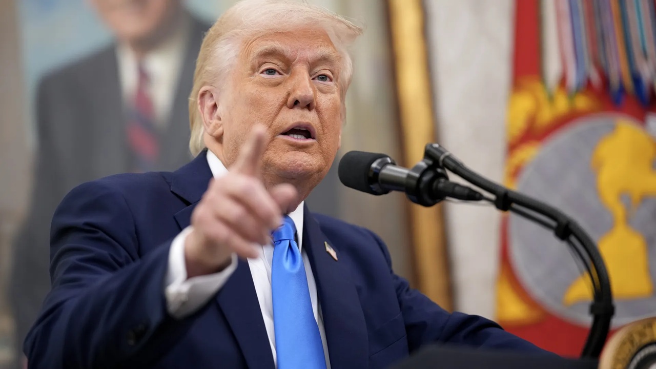 Trump reiterated claims of military action against Iran during a speech in Iowa, saying a new naval force is heading toward the region.