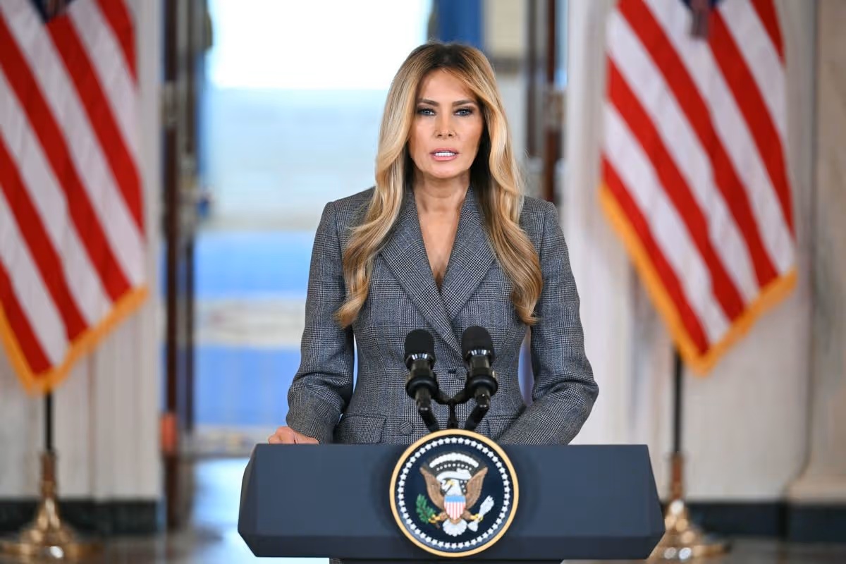 Melania Trump appeared at the White House to firmly reject claims linking her to Jeffrey Epstein or suggesting she had any knowledge of his crimes.
