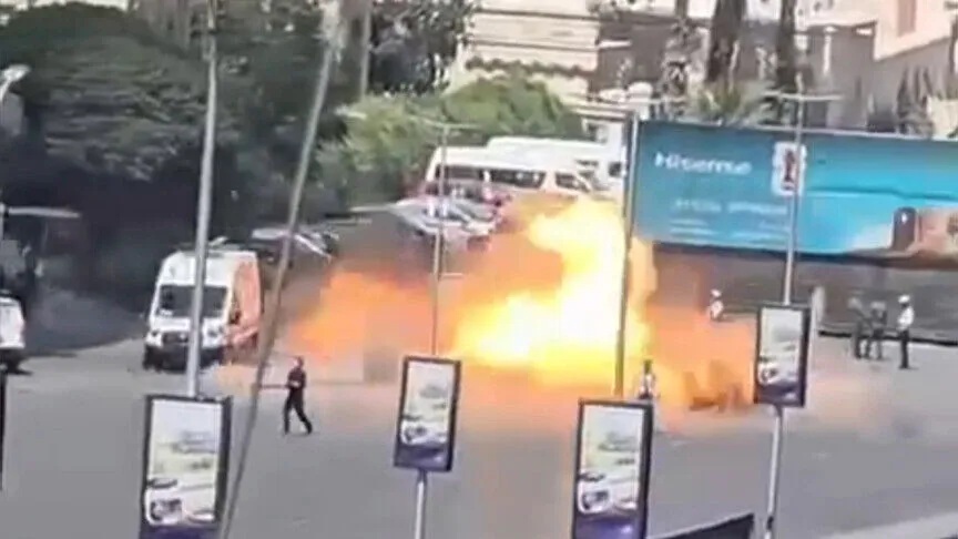 Two explosions rocked Damascus during French President Emmanuel Macron’s visit to Syria