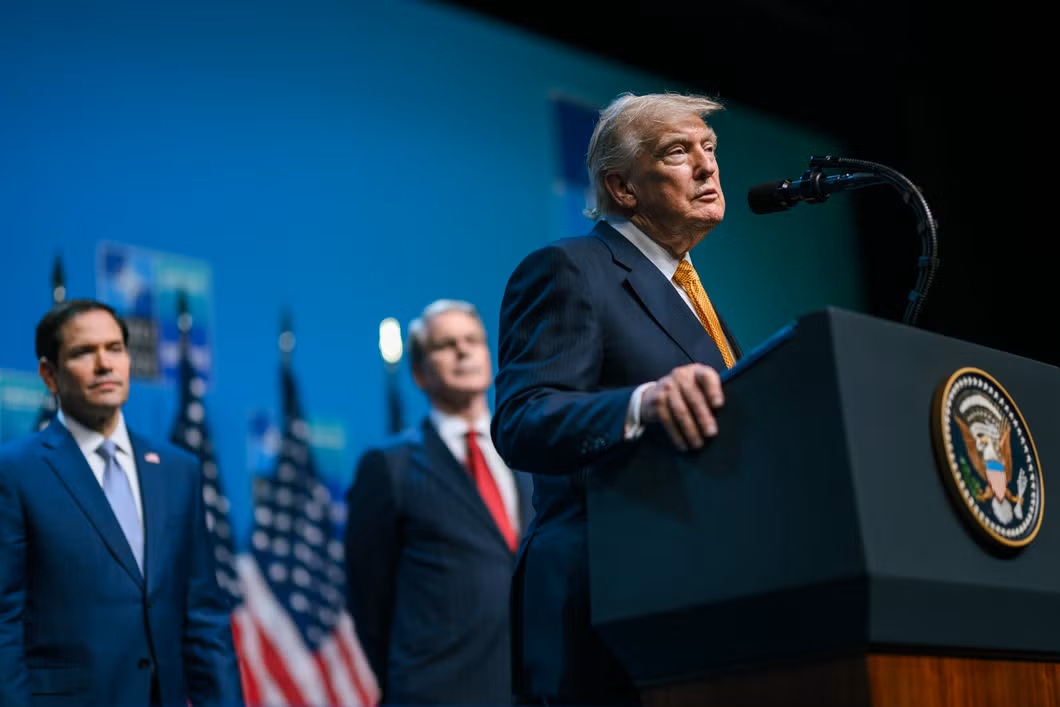 U.S. President Donald Trump said the Strait of Hormuz would remain open to all vessels except those linked to Iran.