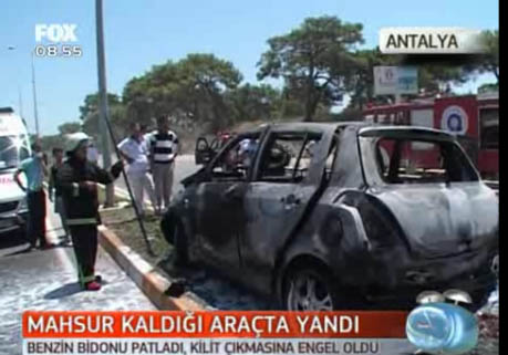 antalya yanan arac