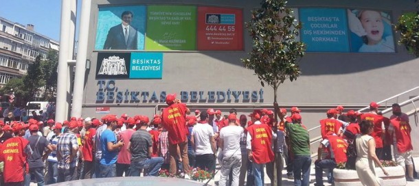 CHP'li başkan tehdit etti, Beşiktaş Belediyesi'nde grev başladı 1 besiktas belediyesi eylem e1406033487202