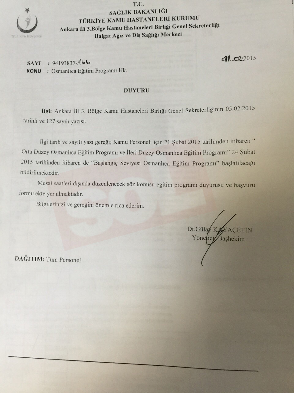 Çünkü Türkiye'de sağlığın tek eksiği Osmanlıca! 1 saglik bakanligi osmanlica