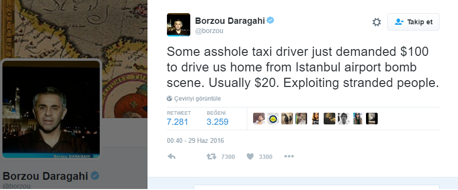Utanmadılar! Terör saldırısından sonra fırsatçılık 1 taksi tweet