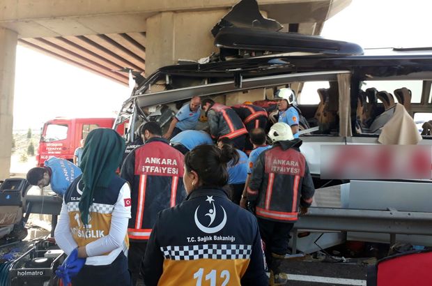 Yolcu otobüsü köprü ayağına çarptı: ölü ve yaralılar var 1 ankara kaza