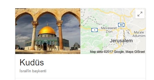 Arama motorları da Trump'a uydu, Kudüs'ü başkent ilan etti! 1 kudus israil baskent google