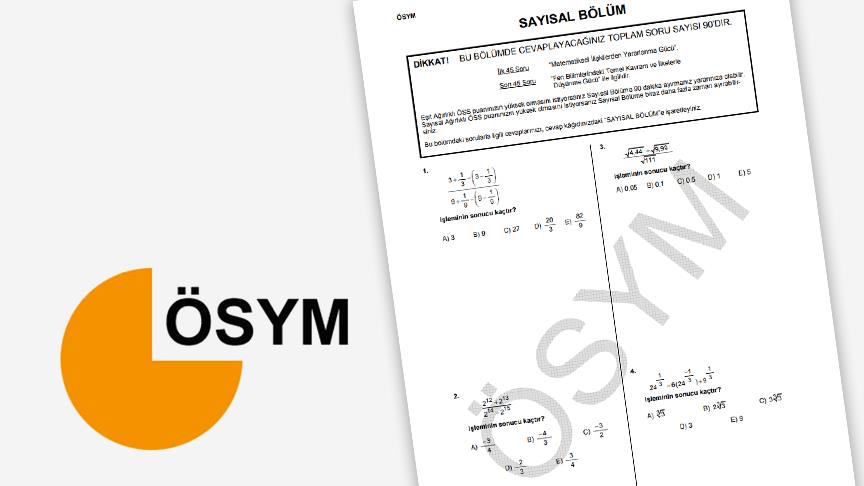 ÖSYM'den bir ilk 1 osym sorular