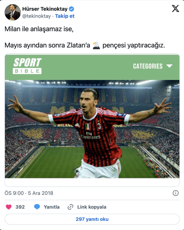 Zlatan Ibrahimovic’in bir şekilde Beşiktaş’ın bir parçası olmasını istiyoruz.