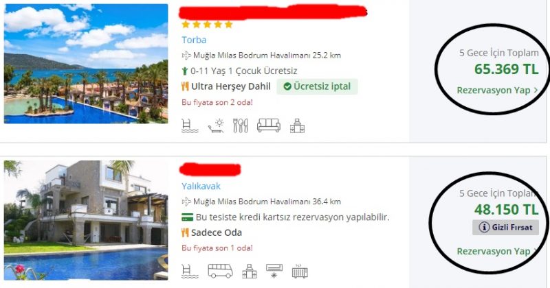 Bodrum'da 5 gecelik "TEK KİŞİLİK" fiyatlardan örnekler...