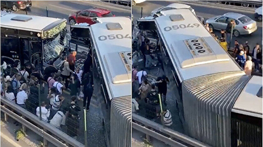 İstanbul Avcılar'da 4 metrobüs çarpıştı, ikisi ağır 23 yolcu yaralandı 1 Istanbul Avcılar Kaza