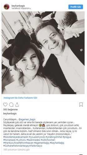 Egemen Bağış’ın eşi Beyhan Bağış’ın Instagram hesabından yaptığı paylaşım sosyal medya çok konuşulmuştu Beyhan Bağış, eşiyle birlikte paylaştığı fotoğrafın altında ‘Söyleyecek çok söz var ama bir kerede söylersem yer yerinden oynar’ ifadelerini kullandı.