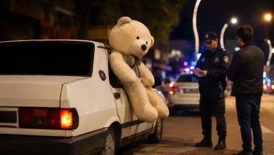 Pelüş ayıyla trafikte tur attı! Ehliyetsiz sürücüye 41 bin TL ceza 1 Bolu’da otomobilinin arka camından pelüş ayı sallandırarak kentte dolaşan ehliyetsiz sürücüye 41 bin TL idari para cezası kesildi.