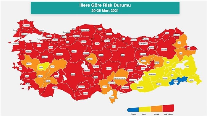 29 Mart Türkiye risk haritası