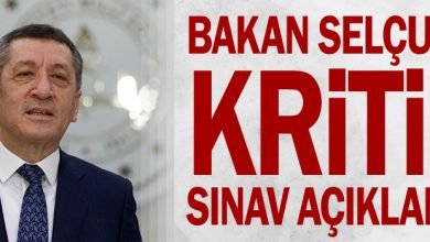 Bakan Selçuk'tan kritik sınav açıklaması