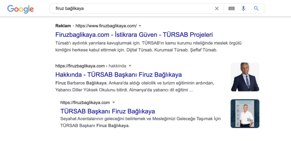 Tursab Başkanı Firuz Bağlıkaya Google Reklamları