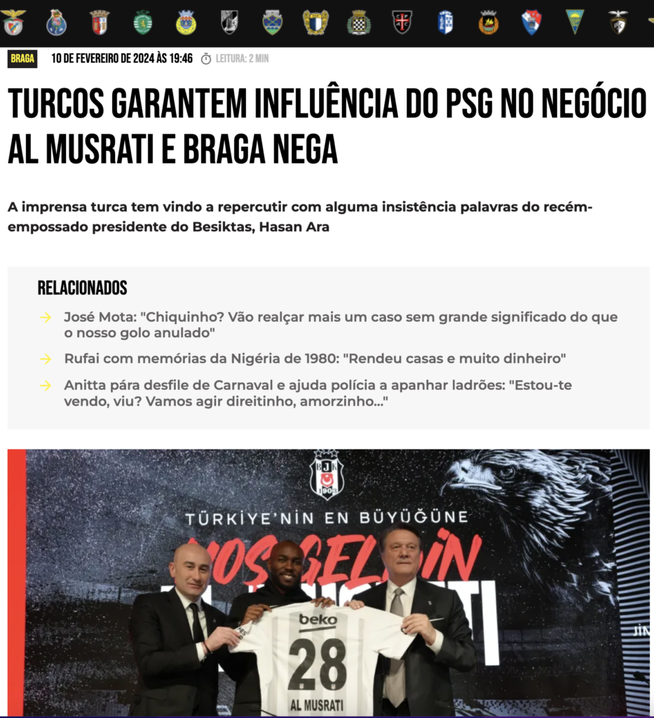 Türkler Al Musrati anlaşmasında PSG'nin nüfuzunu garanti ediyor, Braga ise bunu reddediyor