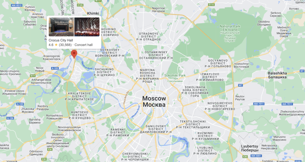 Moskova Map Crocus City Hall