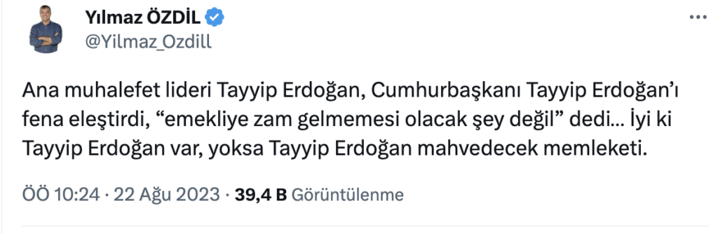 Yılmaz Özdil: İyi ki Tayyip Erdoğan var, yoksa Tayyip Erdoğan memleketi mahvedecek 