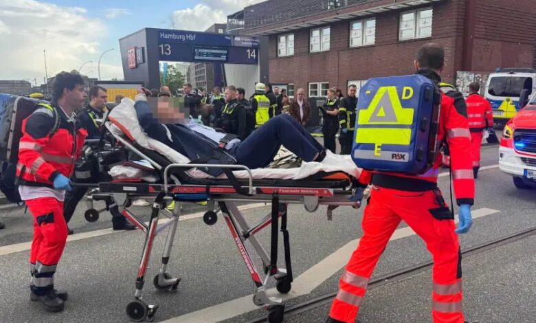 Almanya'nın Hamburg kentinde tren istasyonunda meydana gelen bıçaklı saldırıda 18 kişi yaralandı.