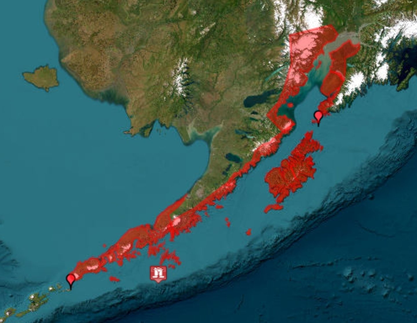 Alaska Yarımadası'nın 87 kilometre güneyinde, 7.3 büyüklüğünde deprem meydana geldiği kaydedildi