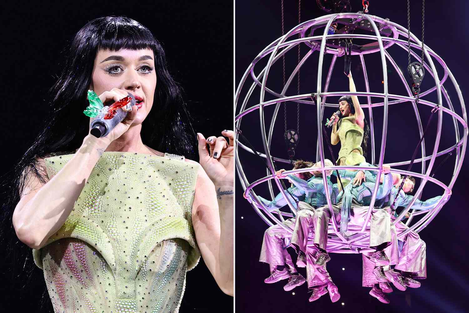 San Francisco’daki konserde sahneye yerleştirilen uçan kelebek platformu arızalanınca, Katy Perry birkaç metre havadan düştü