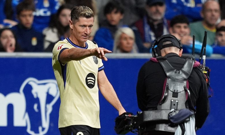 İspanya Ligi'nde Barcelona, 1-0 geriye düştüğü Oviedo deplasmanında Robert Lewandowski ile maçı çevirdi