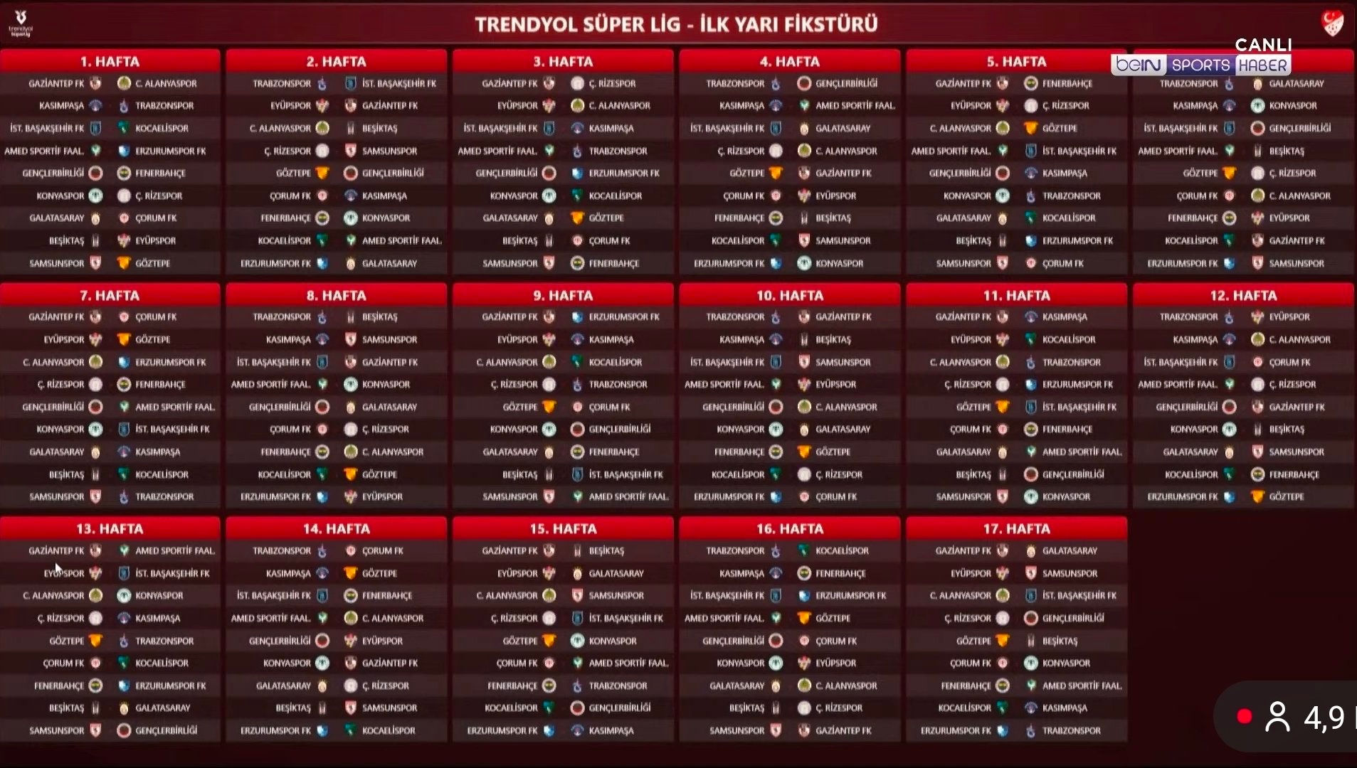 2026-27 fikstürü çekildi! İlk derbi Fenerbahçe-Beşiktaş 3 ligfiks